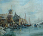 Vóór restauratie, schilderij molen, K.J.P. v.d. Hoek